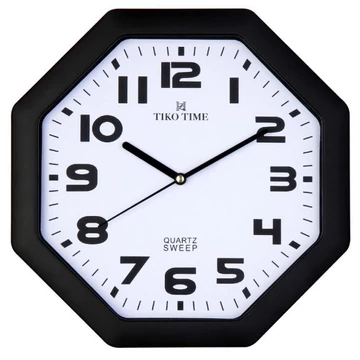 TIKO TIME FALIÓRA, QUARTZ, FEKETE SZÍNŰ TOK, FEHÉR SZÁMLAP, SWEEP